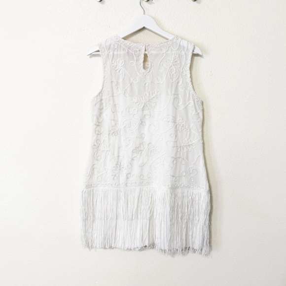NEW (NWOT) Show Me Your Mumu Cyrus Mini Appliqué Embroidered Dress, White Fringe - Picture 5 of 8